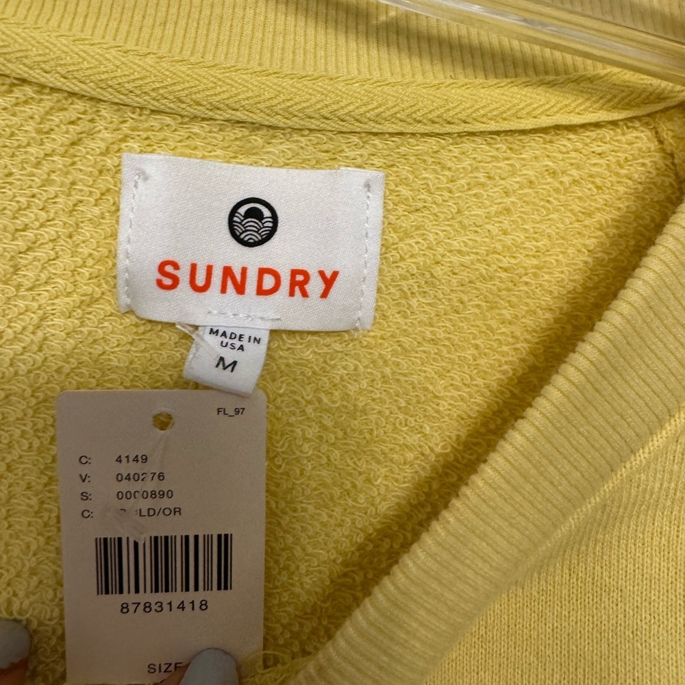 New -Anthropologie Yellow Graphic by Sundry "Stay Golden" Crewneck Sweatshirt - Picture 5 of 6